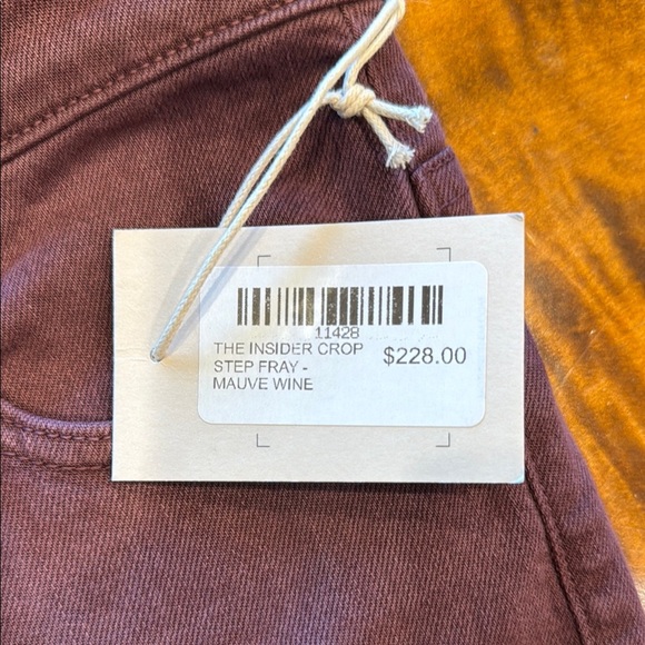 NWT Mother Women's Wine/Mauve Insider Crop Step Fray style Jeans Size 31 - Picture 2 of 12